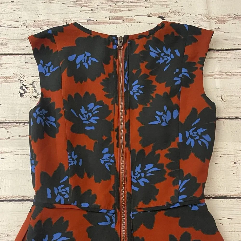 JCrew Firework Floral Red Dress Fit Flare Size 0‎ Women's